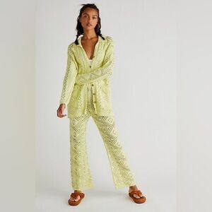 NWT Free People Beach Get Away Fauxvhet Knit Cardigan and Pants Set